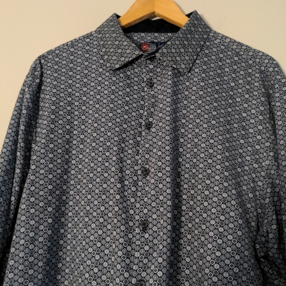 English Laundry Shirt Mens 2XL Blue geometric Soft Cotton Long Sleeve NWOT - Picture 3 of 10
